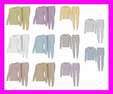 WOMEN'S Thermal TOP & BOTTOM SET Waffle Knit Long Johns Warm Underwear PJ'S 2pcs