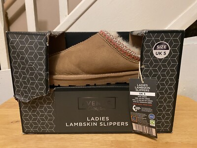 Avenue Collection ladies Lambskin Sheepskin slippers Tan Size