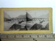 River Bridge Vei Odde Hardanger Norway Stereoview Antique c1860 Y20501
