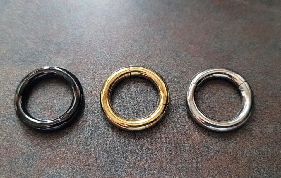 2g 4g 6g 8g 10g 12g 14g Clicker Ring Hoop Septum Earring Ear Black Gold Silver - Image 2 of 2