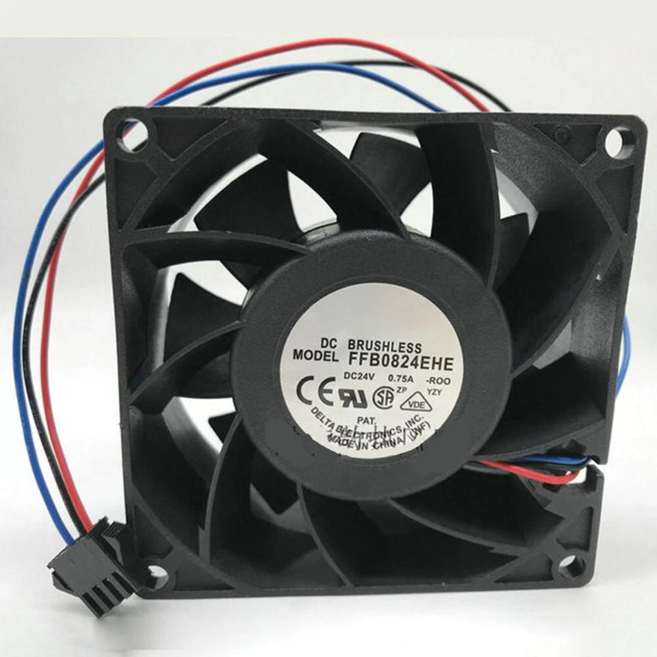 For Delta FFB0824EHE 80*80*38mm 24V 0.75A Inverter Cooling Fan 3-wires - Image 2 of 4