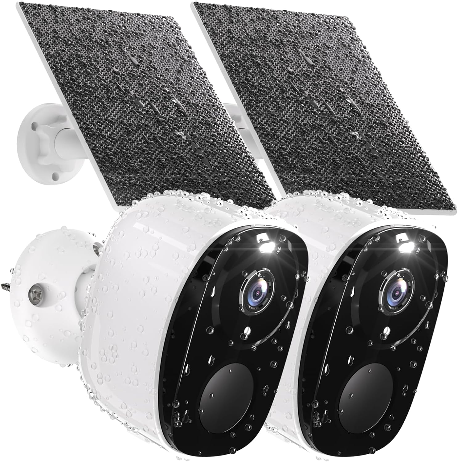 2Pc Solar Security Cameras Wireless Outdoor, 2K Battery Powered Security Cameras