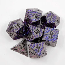 Sage's Fusion Stones Blackhole Metal Polyhedral Dice Set | Dnd RPG Dice