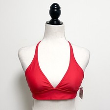 Body Glove Red Triangle Halter Back Tie Removable Pads Bikini Top Small NWT NOS