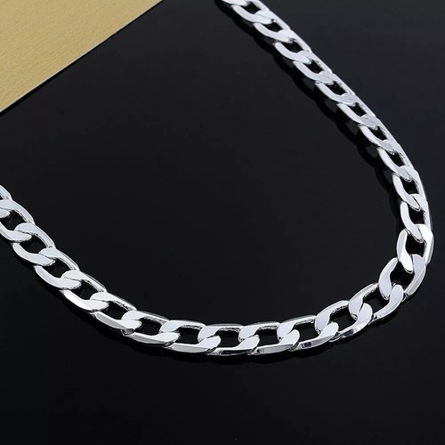 Nuova collana da uomo in argento sterling 925 larga 8 mm 16 ~ 24 pollici catena cordino cubano - Foto 22 di 24