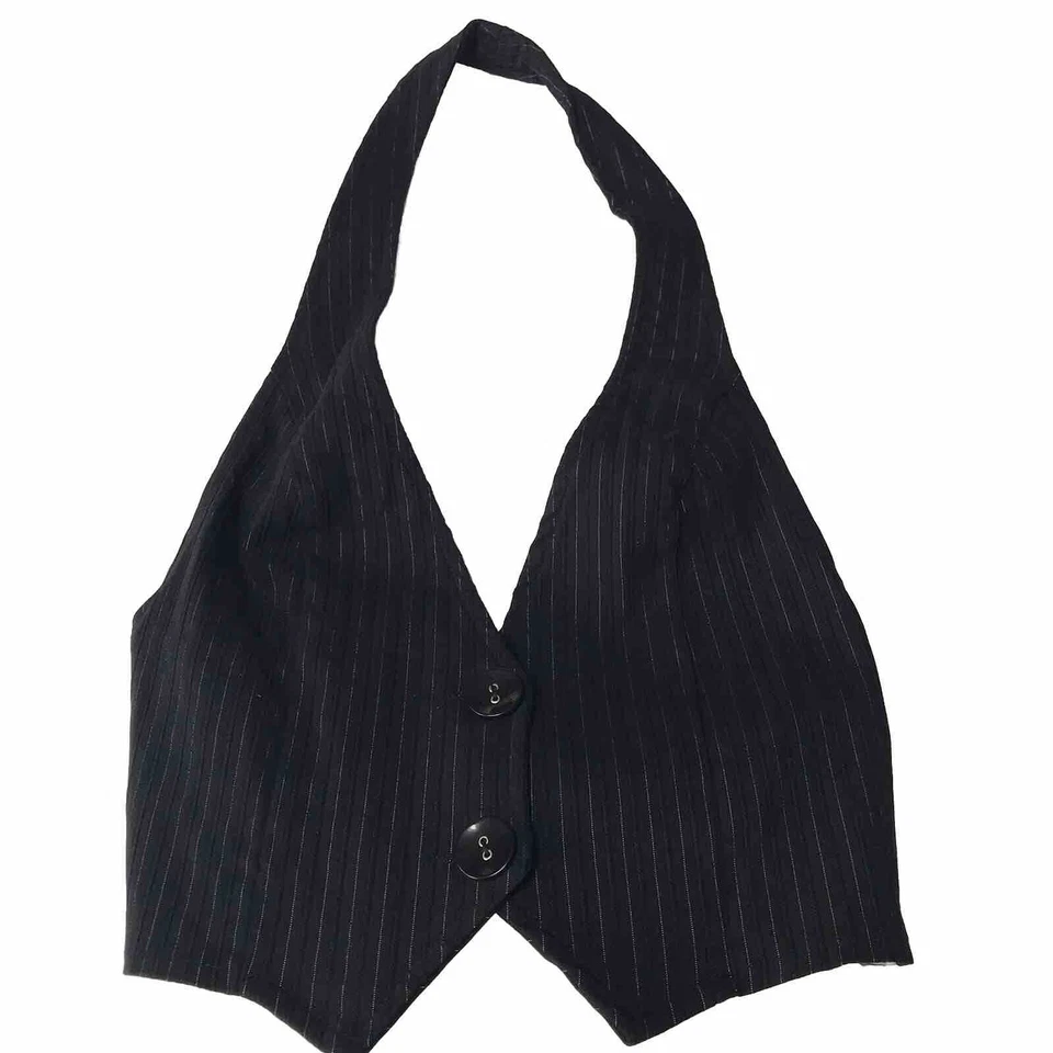 De colección Y2K Charlotte Russe Top Halter Prendedor Grande Rayas Centro Comercial Gótico Salir EE. UU. Foto 3 de 4