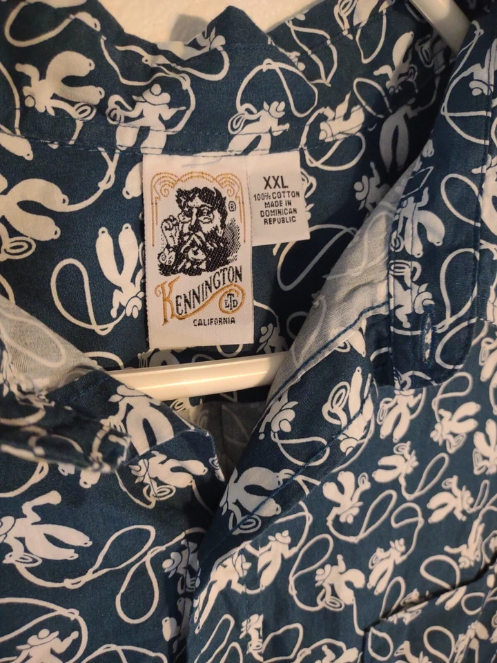 Kennington Shirt Mens XXL ALL OVER PRINT Short Sleeve Cowboy Ropin Cotton HAWAII - Image 3 of 4