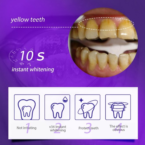 V34 Color Corrector Toothpaste, Purple Toothpaste for Teeth Whitening,30ml - Picture 6 of 12