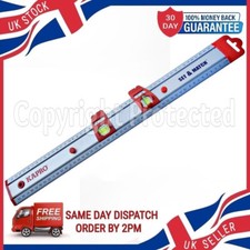 TWO SLIDING SPIRIT LEVELS WITH LARGE LONG 50CM METRIC METAL ALUMINIUM RULER RULE