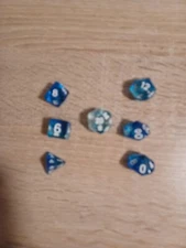 Atrix 7-Dice Set Clear and Blue Role Playing Dice NEW