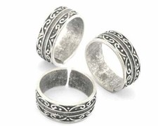 Band Textured Adjustable Ring Brass or Antique Silver plated 10-12US 4042