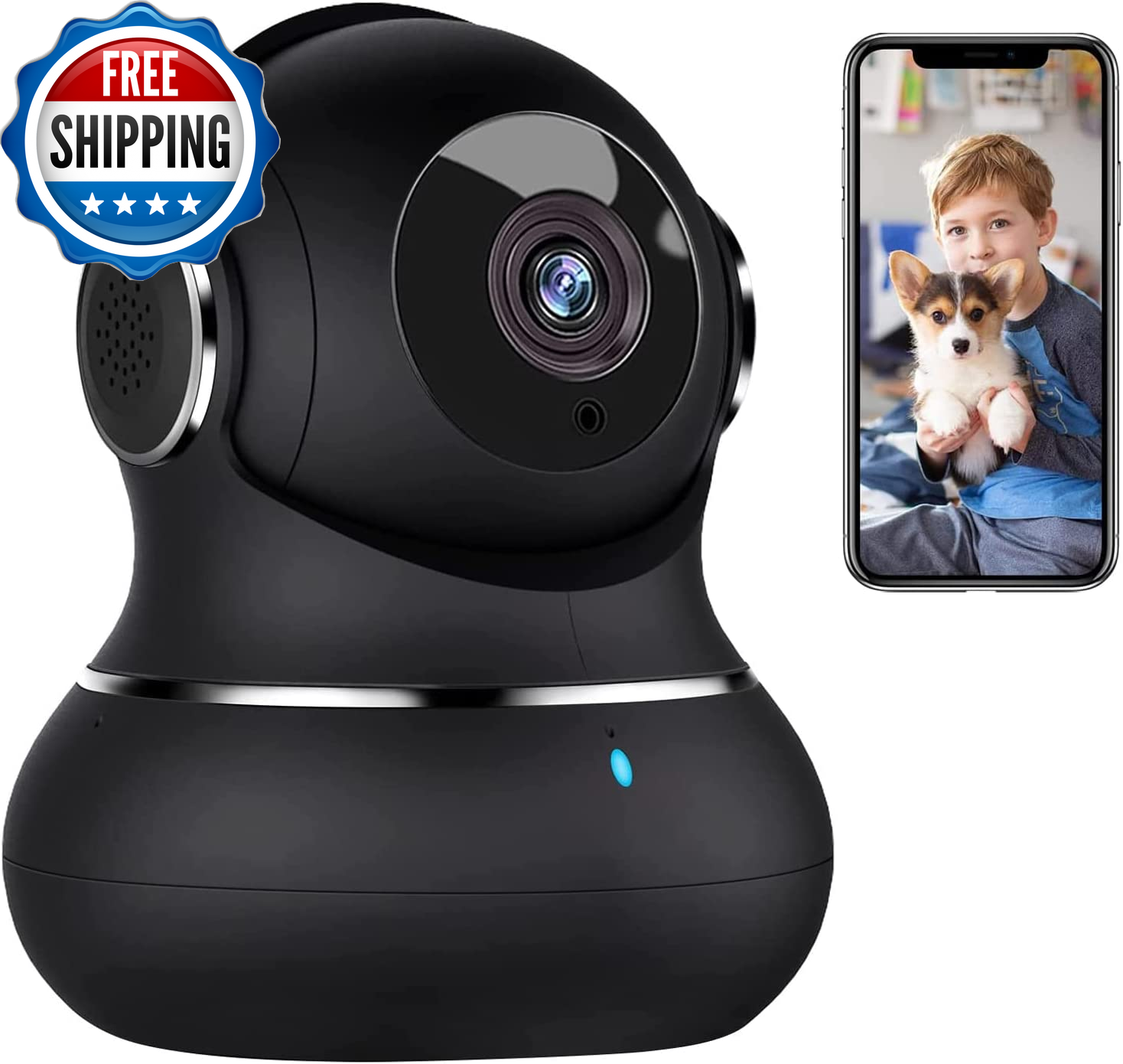 2K Indoor 360° Security Camera with Motion Detection for Home Monitoring  