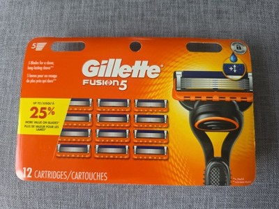 Gillette  Fusion 5 Razor Blades - 12 Refill Cartridges ~ Free Shipping ~ GENUINE