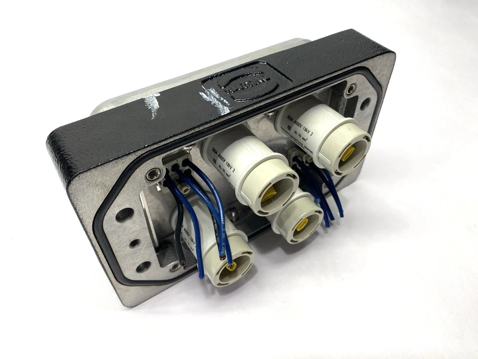 Harting 09400480311 Base Panel Han 48 HPR w/ x4 09110012651 Male Insert DAMAGED - Image 2 of 4