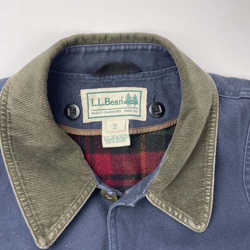 Vintage LL Bean Barn Jacket Men XL Denim Chore Coat Corduroy Collar Lined Heavy - Picture 2 of 17