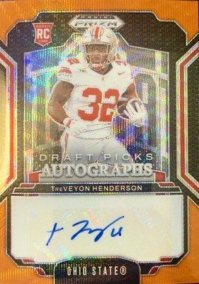 ✨/75✨ 2025 Treveyon Henderson Panini Prizm Draft Picks Auto Orange Wave