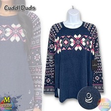NWT Cuddl Duds Women's M Brushed Sweater Knit Pajama Top ONLY, CD8712874 Navy