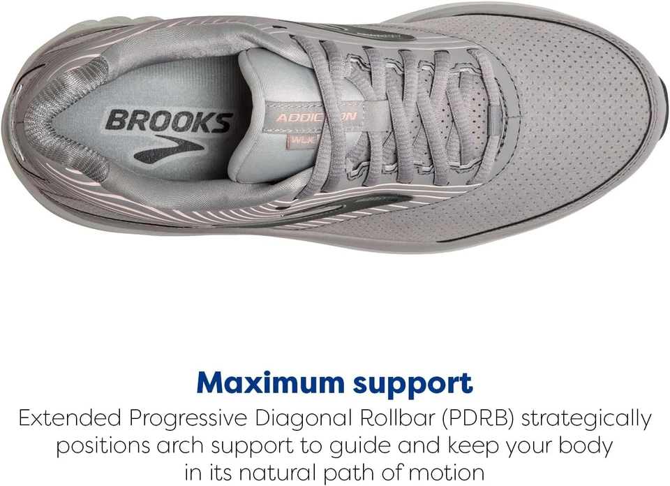 Walkin para mujer 11,5B - Brooks Addiction Walker gamuza (aleación/ostra/melocotón) Foto 4 de 4