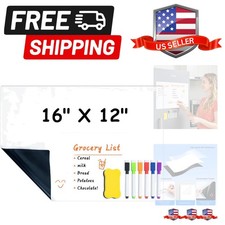 Magnetic Dry Erase Board for Fridge, 16 x 12 Fridge Whiteboard for Kitchen, ...