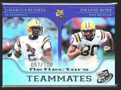 2007 Press Pass Reflectors Proof /100 #91 JaMarcus Russell Dwayne Bowe LSU