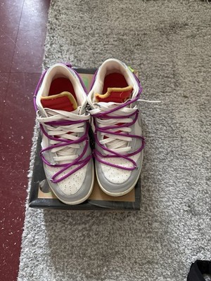 Nike Off-White Dunk Low Lot 45 White Purple DM1602-101 Limited Edition Sneakers