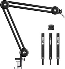 Microphone Boom Arm Stand Desk Clamp Adjustable Heavy Duty Black Adjustable