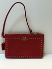  Coach New York 66503 small red studded leather chain strap wristlet