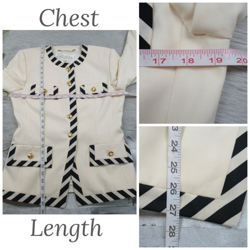 Escada Elfenbein & Schwarz Wolle Jacke & Rock Anzug Set Damen 38/40 US Größe 10/12 - Bild 11 von 16