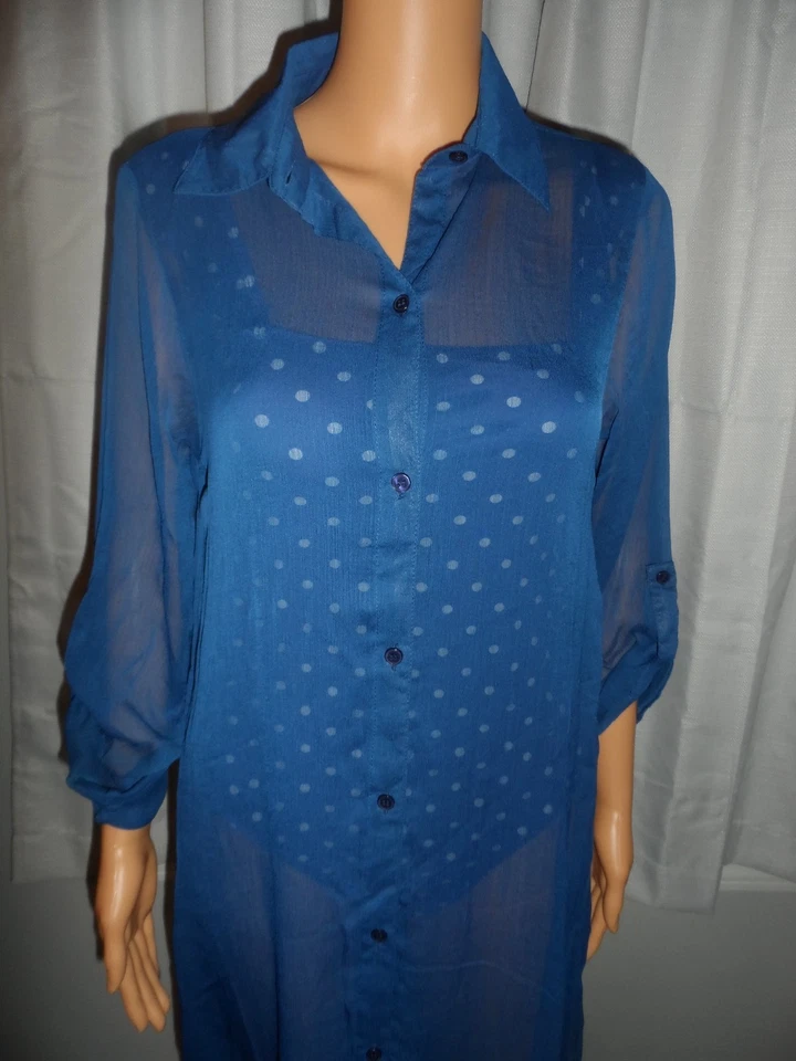 Lindo Bleu Rod Beattie talla S azul marino abotonado midi plumero cubrir nadar nuevo con etiquetas Foto 3 de 4