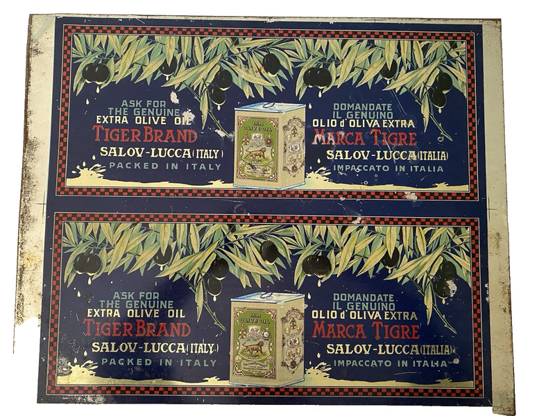 Rare Salov-Lucca Marca Tigre/Tiger Brand Olive Oil Tin Plate