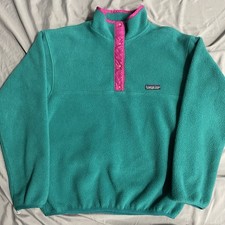 Vtg 80s Patagonia Synchilla Snap-T Fleece Pullover Teal Size S READ Made In USA