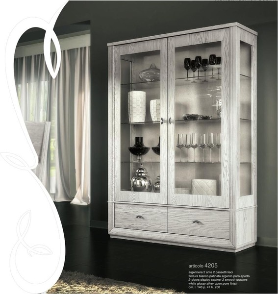 Luxus Schaufenster Vitrine Vitrinen Glas Schrank Modern Holz Grau Regal MöBel-image