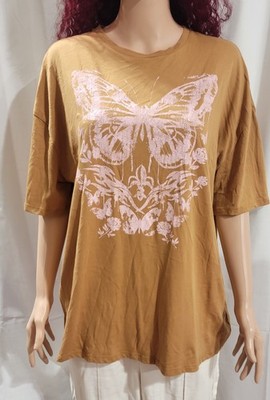 NWT Wild Fable XXS Top T-Shirt Cotton Blend Butterfly Flower Oversized Art Boho