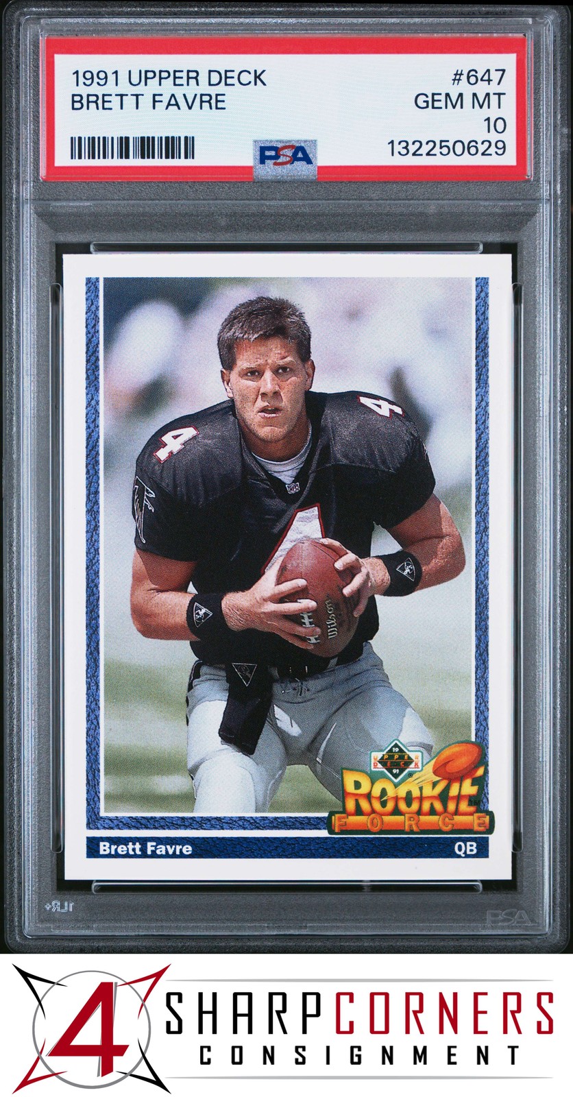 1991 UPPER DECK #647 BRETT FAVRE RC FALCONS HOF PSA 10