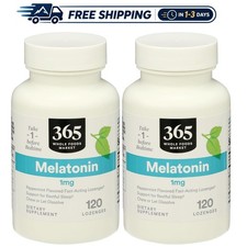 1mg Peppermint Melatonin Lozenges - 120 Count x 2 Bottles for Relaxation