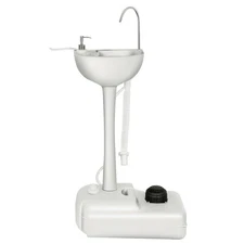 Portable Wash Sink Camping Sink Wash Basin Stand w/ Wheels & Foot Pump, NEW