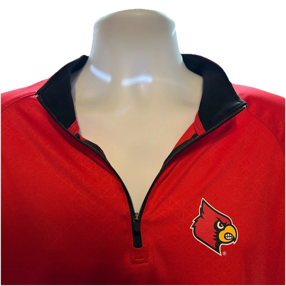 Мужской пуловер University Louisville Cardinals с длинным рукавом 1/4 на молнии большой красный - Изображение 4 из 4