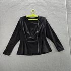 Disney x Torrid Women Jacket 1 Black Embroidered Minnie Mouse Peplum Moto