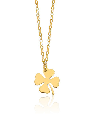 14K massiver Gelbgold kleiner Kleeblatt Kleeblatt Herz keltischer Claddagh Anhänger