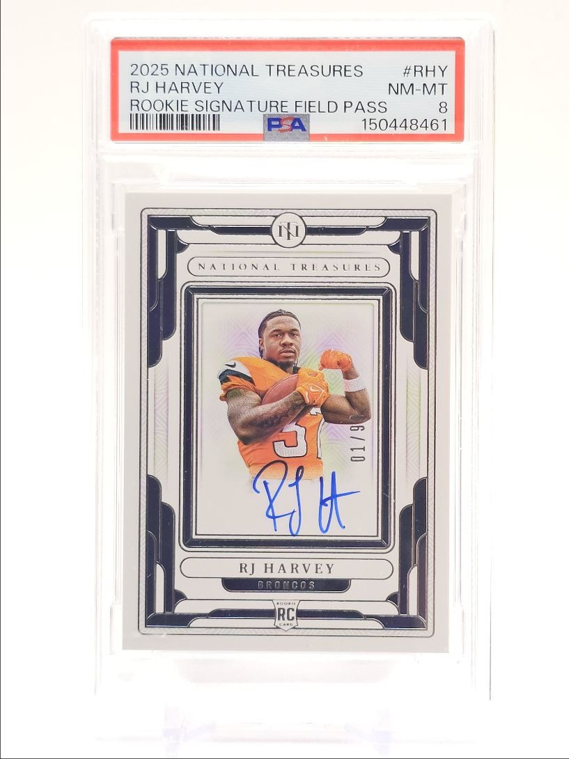 RJ Harvey Panini National Treasures Rookie Signatures Field Pass #RHY Base