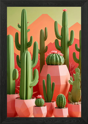 cactus plants of different Framed Wall Art Poster Canvas Print Picture