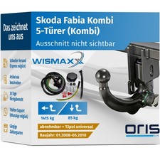 ANHÄNGERKUPPLUNG für Skoda Fabia Kombi 08-10 ver. abnehmbar ORIS +13polig E-Satz