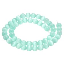 48pcs Pale Green Cat's Eye Stone Beads 8mm Round Crystal Loose Bead