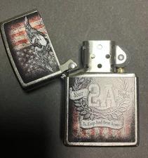 Zippo lighter with Second Amendment design NEW