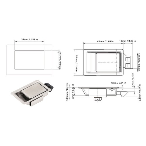  Pair Of Toolbox Handle Latch Stainless Steel Flush Mount Fit Paddle Handle - Picture 2 of 12