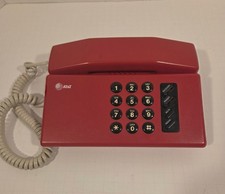 Vintage AT T Push Button Red Telephone 1980s Landline UnTested No Cord