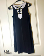 Michael Kors Black/White Colorblock Shift Dress XS Sleeveless Knee Gold Grommets