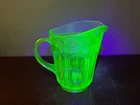 1930's  Anchor Hocking Glass Pitcher Colonial  Uranium green Depression Glass