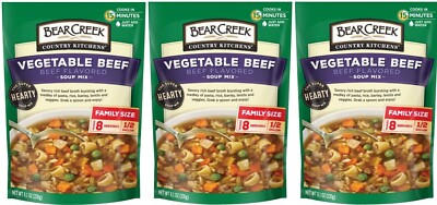 Bear Creek Vegetable Beef Country Kitchens Hearty Soup Mix, 8.1 oz (3 Pack)