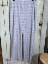 Vintage 1960's Plaid White Blue Polyester Women's Disco Golf Pants Size M/L
